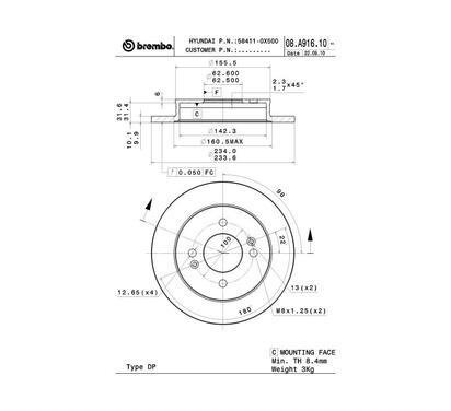 08.A916.10
BREMBO
Tarcza hamulcowa
