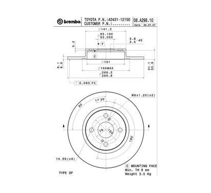 08.A298.10
BREMBO
Tarcza hamulcowa
