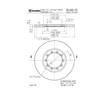 08.A530.10
BREMBO
Tarcza hamulcowa
