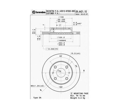 09.A421.10
BREMBO
Tarcza hamulcowa
