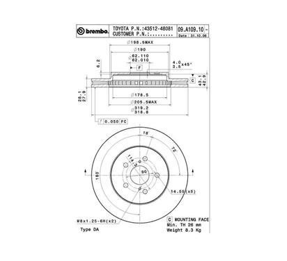 09.A109.11
BREMBO
Tarcza hamulcowa
