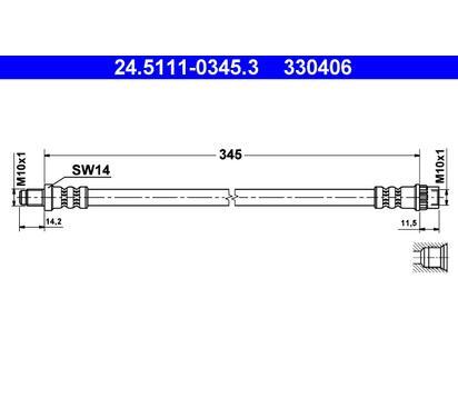 24.5111-0345.3
ATE
Przewód hamulcowy elastyczny
