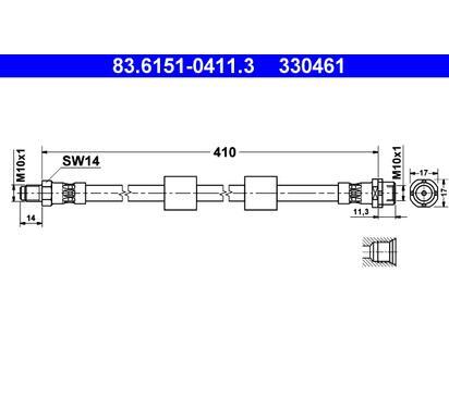 83.6151-0411.3
ATE
Przewód hamulcowy elastyczny

