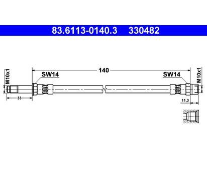 83.6113-0140.3
ATE
Przewód hamulcowy elastyczny
