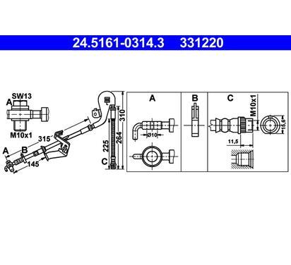 24.5161-0314.3
ATE
Przewód hamulcowy elastyczny
