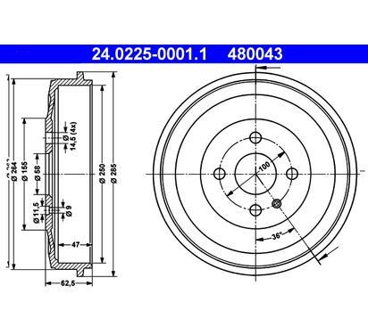 24.0225-0001.1
ATE
Bęben hamulcowy
