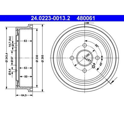 24.0223-0013.2
ATE
Bęben hamulcowy
