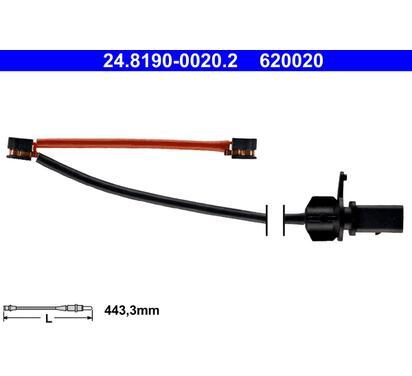24.8190-0020.2
ATE
Styk ostrzegawczy, zużycie okładzin hamulcowych
