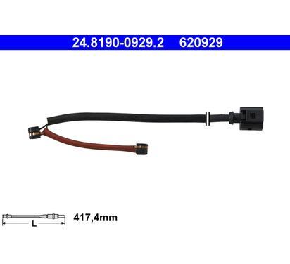 620929
ATE
Styk ostrzegawczy, zużycie okładzin hamulcowych
