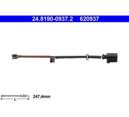 24.8190-0937.2
ATE
Styk ostrzegawczy, zużycie okładzin hamulcowych
