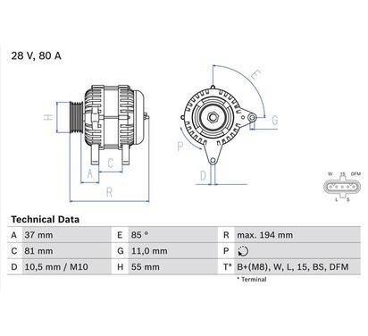 0 986 047 410
BOSCH
Alternator
