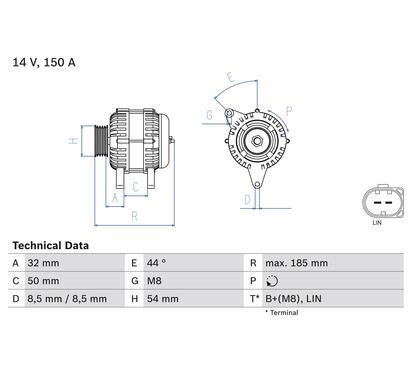 0 986 082 150
BOSCH
Alternator
