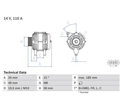 0 986 083 550
BOSCH
Alternator
