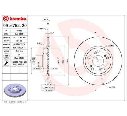 09.6752.20
BREMBO
Tarcza hamulcowa
