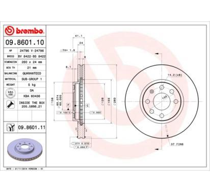 09.8601.11
BREMBO
Tarcza hamulcowa
