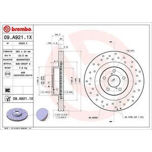 09.A921.1X
BREMBO
Tarcza hamulcowa
