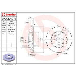 09.A606.10
BREMBO
Tarcza hamulcowa
