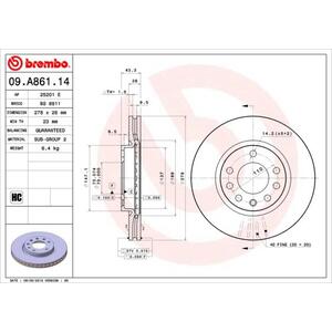 09.A861.14
BREMBO
Tarcza hamulcowa
