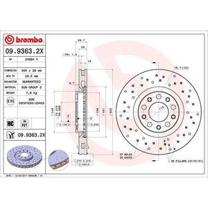 09.9363.2X
BREMBO
Tarcza hamulcowa
