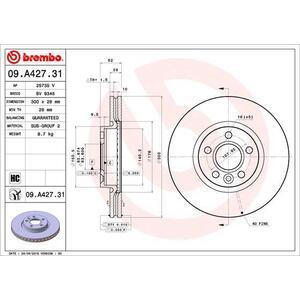 09.A427.31
BREMBO
Tarcza hamulcowa
