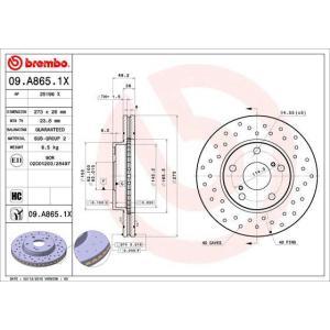 09.A865.1X
BREMBO
Tarcza hamulcowa
