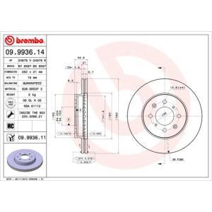 09.9936.11
BREMBO
Tarcza hamulcowa
