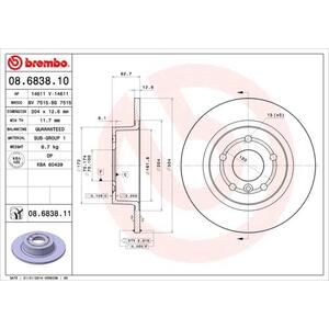 08.6838.11
BREMBO
Tarcza hamulcowa
